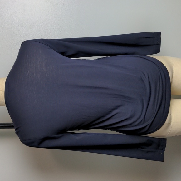 ANN TAYLOR, Lace Applique, Navy button down Blouse, Size S - Picture 6 of 8